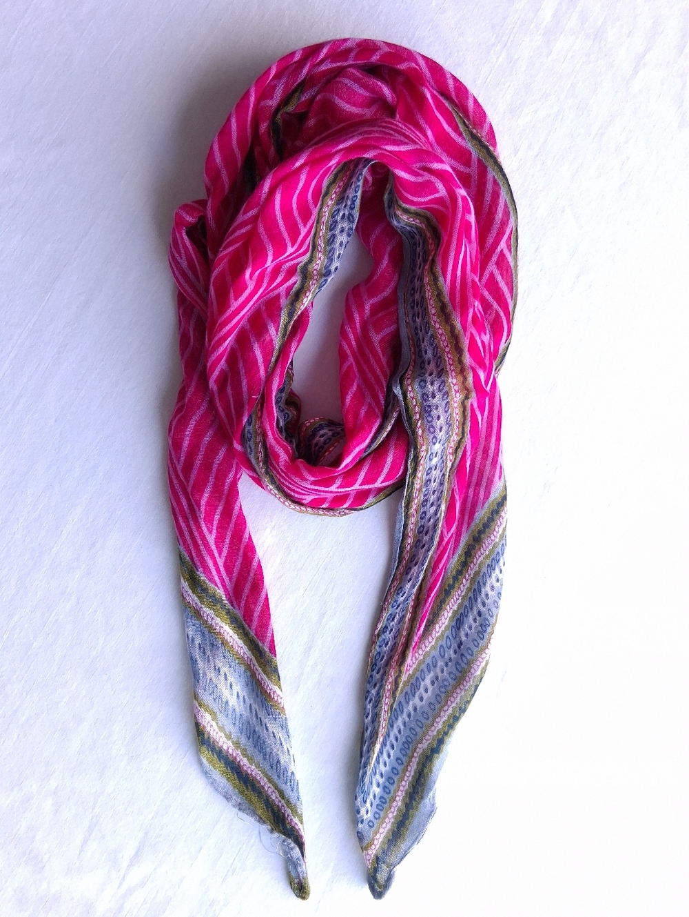 Scarf Pink Stripes Boho Geometric Print Lightweight Long Rectangle